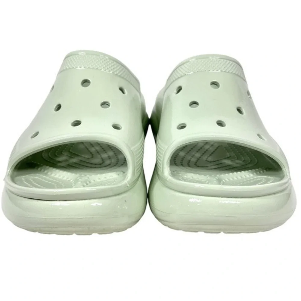 Crocs Crush Platform Slides Sandals High Shine Light Green W11/M9 Chunky Shoes